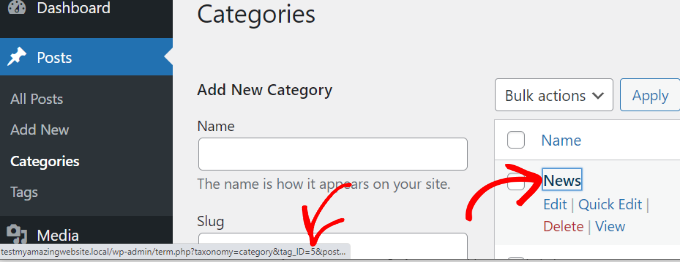 Find WordPress category ID