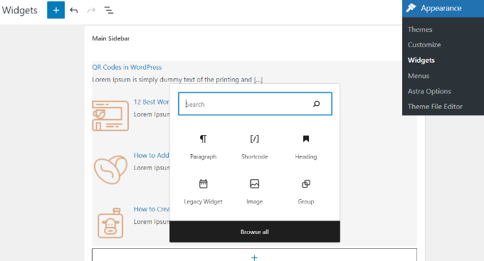 Add a shortcode widget block