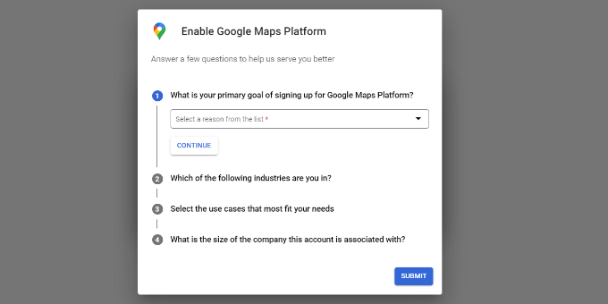 Répondre à quelques questions pour google maps