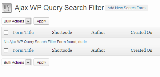 Add new Ajax Search Form in WordPress