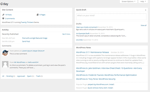 A new less bloated dashboard is expected in WordPress 3.8