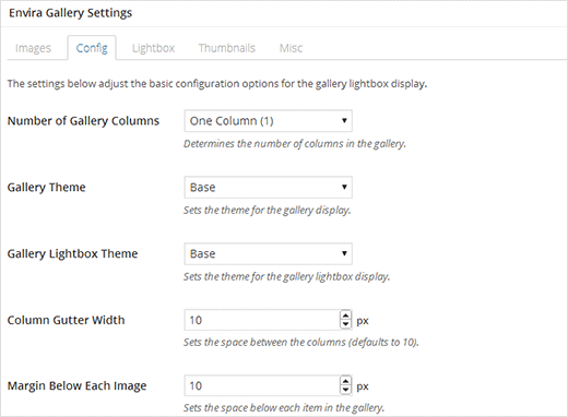 Configure gallery settings