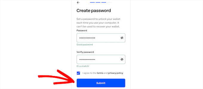 Create secure wallet password