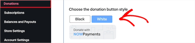 Выберите цвет кнопки пожертвования