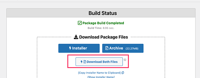 Download duplicator package files