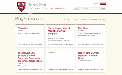 Harvard Law- Top universiteiten die gebruik maken van WordPress
