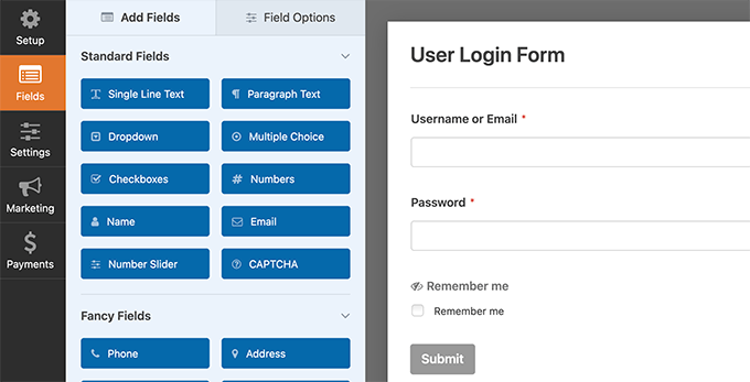 Edit login form