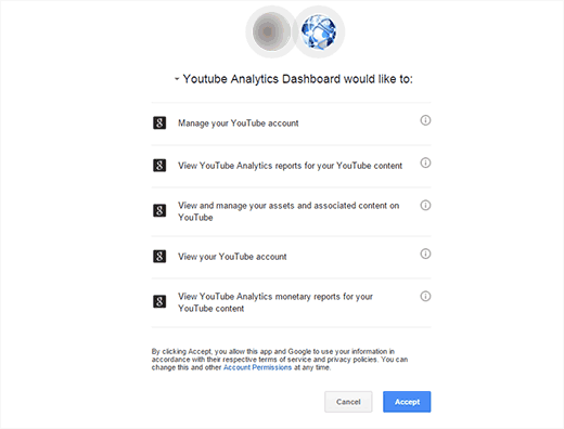 Дать разрешение YouTube Analytics на доступ к данным вашего аккаунта