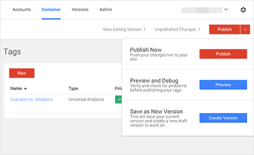 Publish your changes in Google Tag Manager