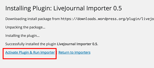 Activate and run LiveJournal importer
