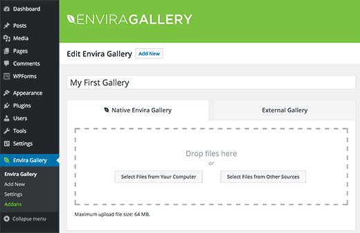 Creating a new Envira Gallery