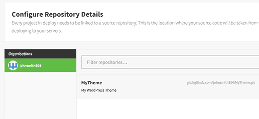 Select your repository