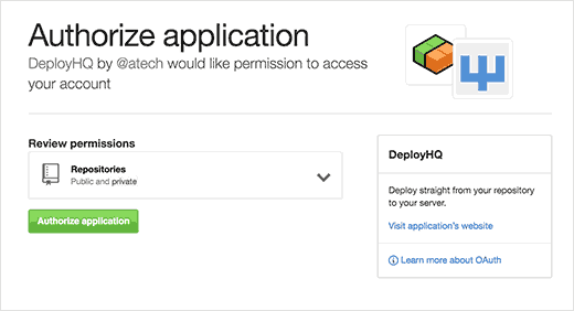 Give Deploy permission to access your GitHub account