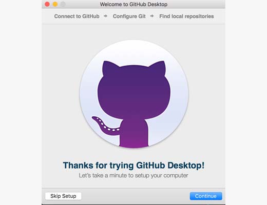 Экран приветствия установки рабочего стола GitHub