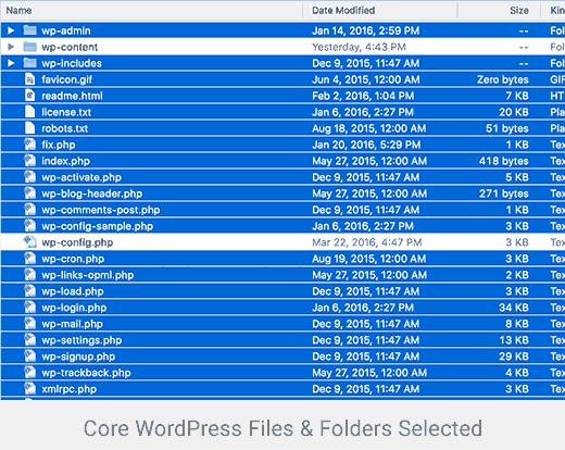Основные файлы WordPress