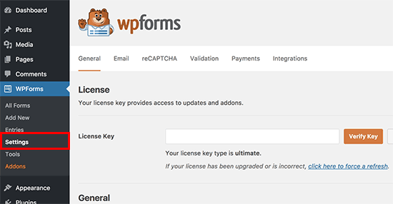 Лицензионный ключ WPForms