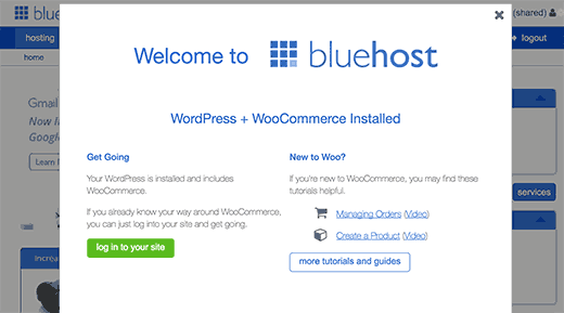 BlueHost first login