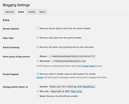 Additional settings to disable on a non-blog site