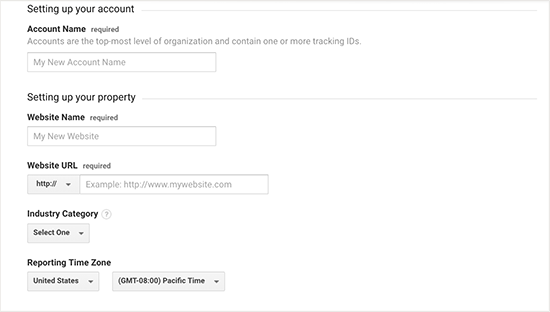 Configure a sua conta do Google Analytics