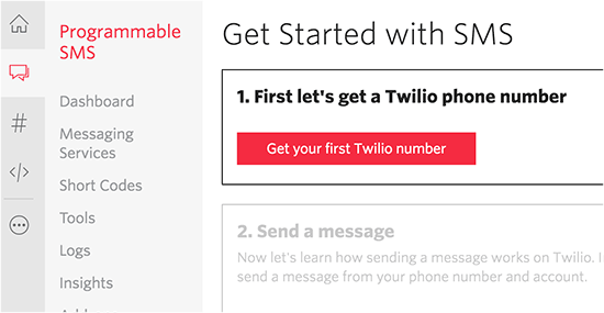 获取您的Twilio号码