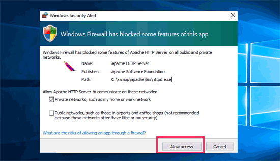 Allow firewall access to Apache and MySQL