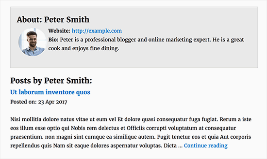 A custom author profile page in WordPress