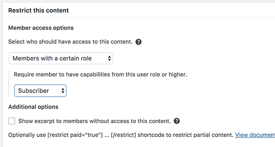 Restrict content by user role