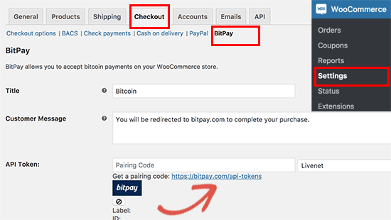Setting up BitPay in WooCommerce