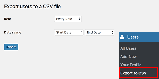 User csv. WORDPRESS загрузка товаров CSV. Export to CSV.