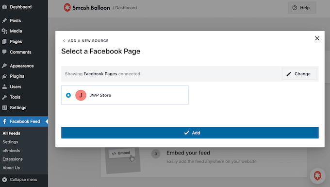 Choosing a Facebook page or group to use with WordPress