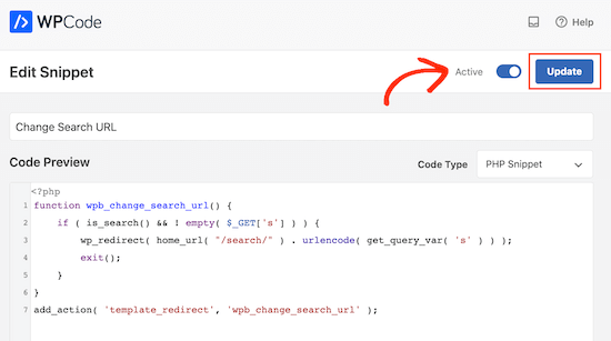 Saving a WPCode PHP code snippet