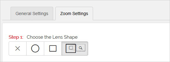 Выберите форму объектива Zoom