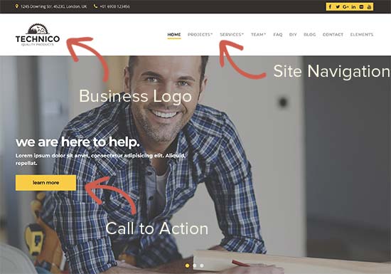 Пример простого дизайна бизнес-сайта