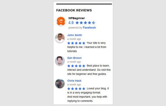 Facebook Page Reviews