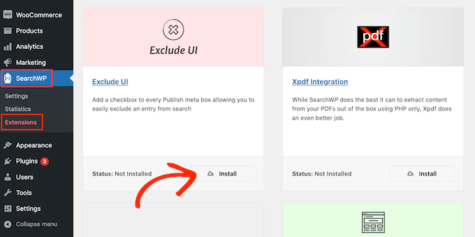 Installing the Exclude UI extension