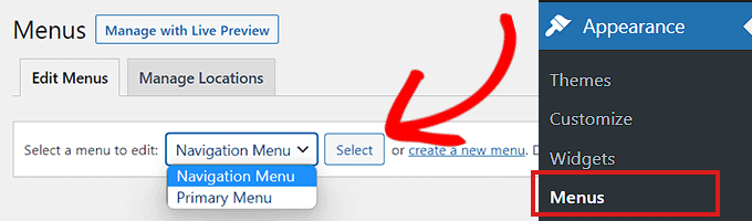 Select a navigation menu