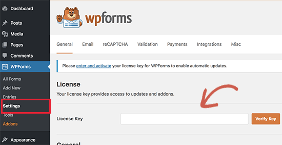 WPForms license