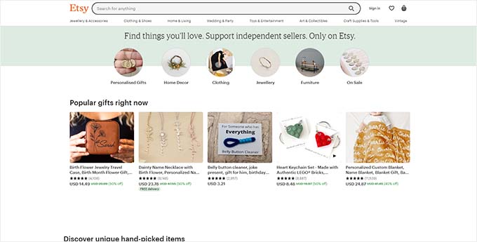 Etsy website