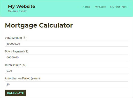 Add a mortgage calculator in WordPress