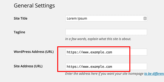 Cài đặt URL WordPress