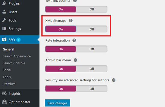 Enable XML sitemaps