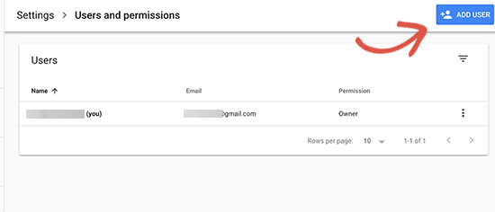 Add new user to Google Search Console