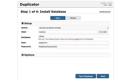 Connect to the database