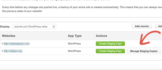 Manage staging copies