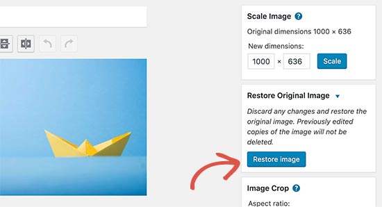 Restore image after editing it in WordPress