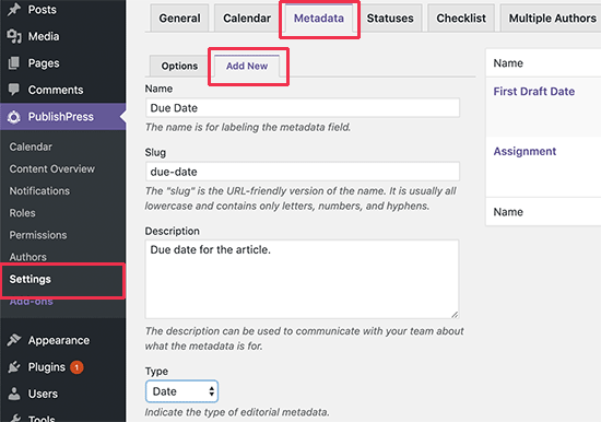 Adding a custom editorial metadata field