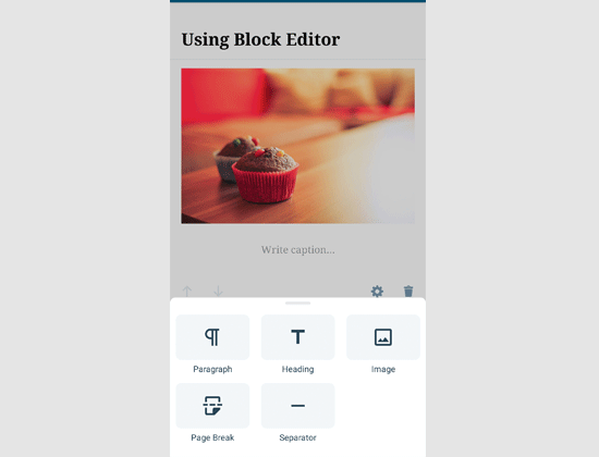 Editing with the block editor in WordPress app