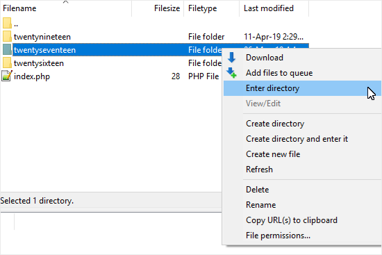 Enter Theme folder using FTP