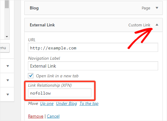 Add nofollow to Link Relationship XFN option