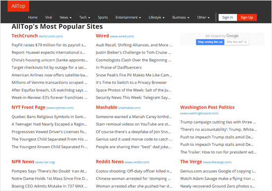 AllTop News Aggregator Website